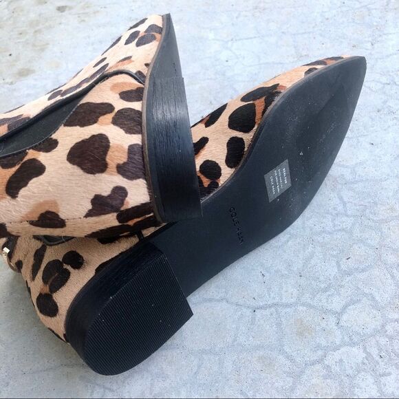 Cole Haan Hara Leopard print Chelsea boots booties fur hair 6.5 - Picture 6 of 7
